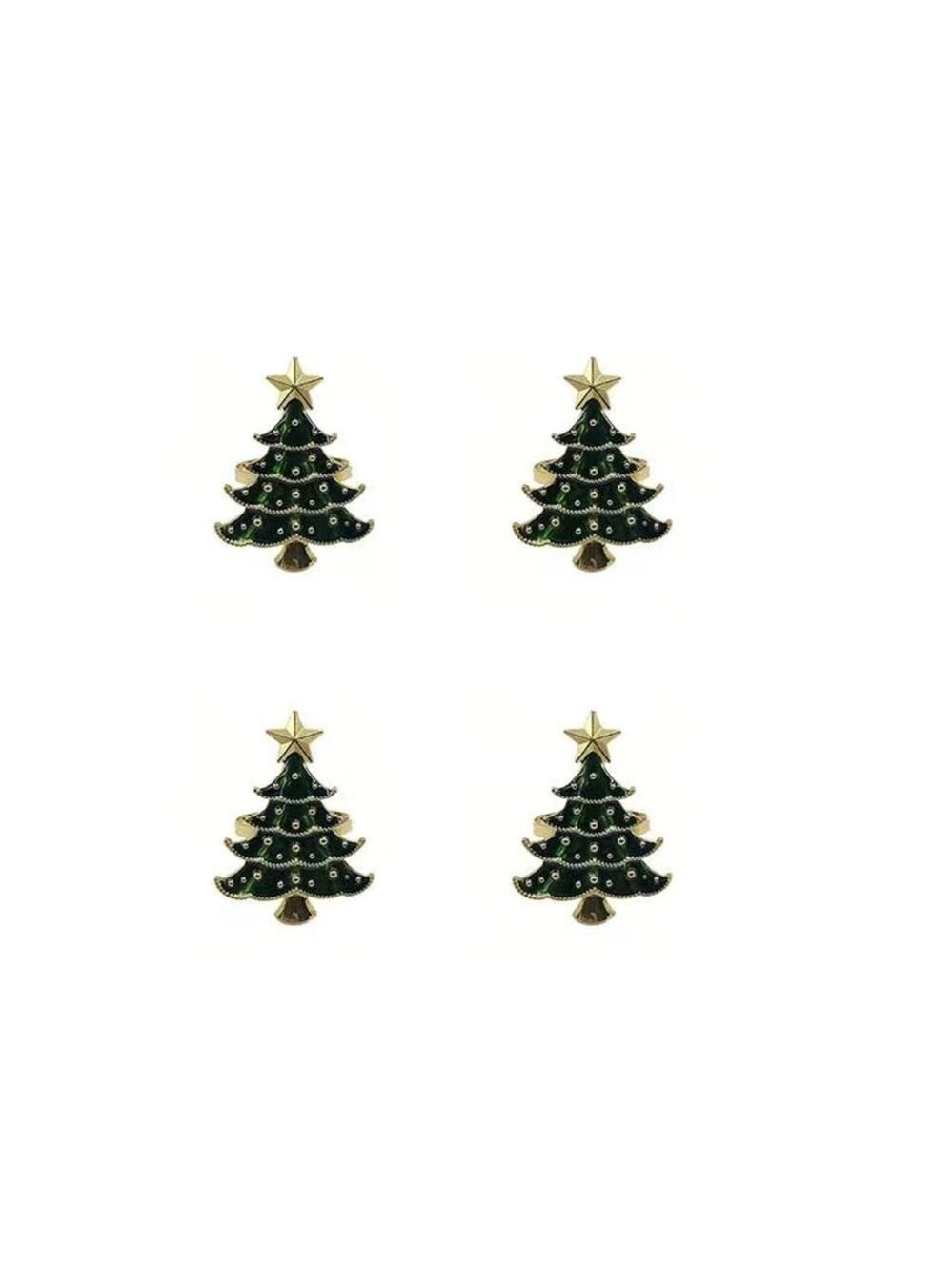4PC Set Christmas Tree Metal Napkin Rings - Picture 3 of 3